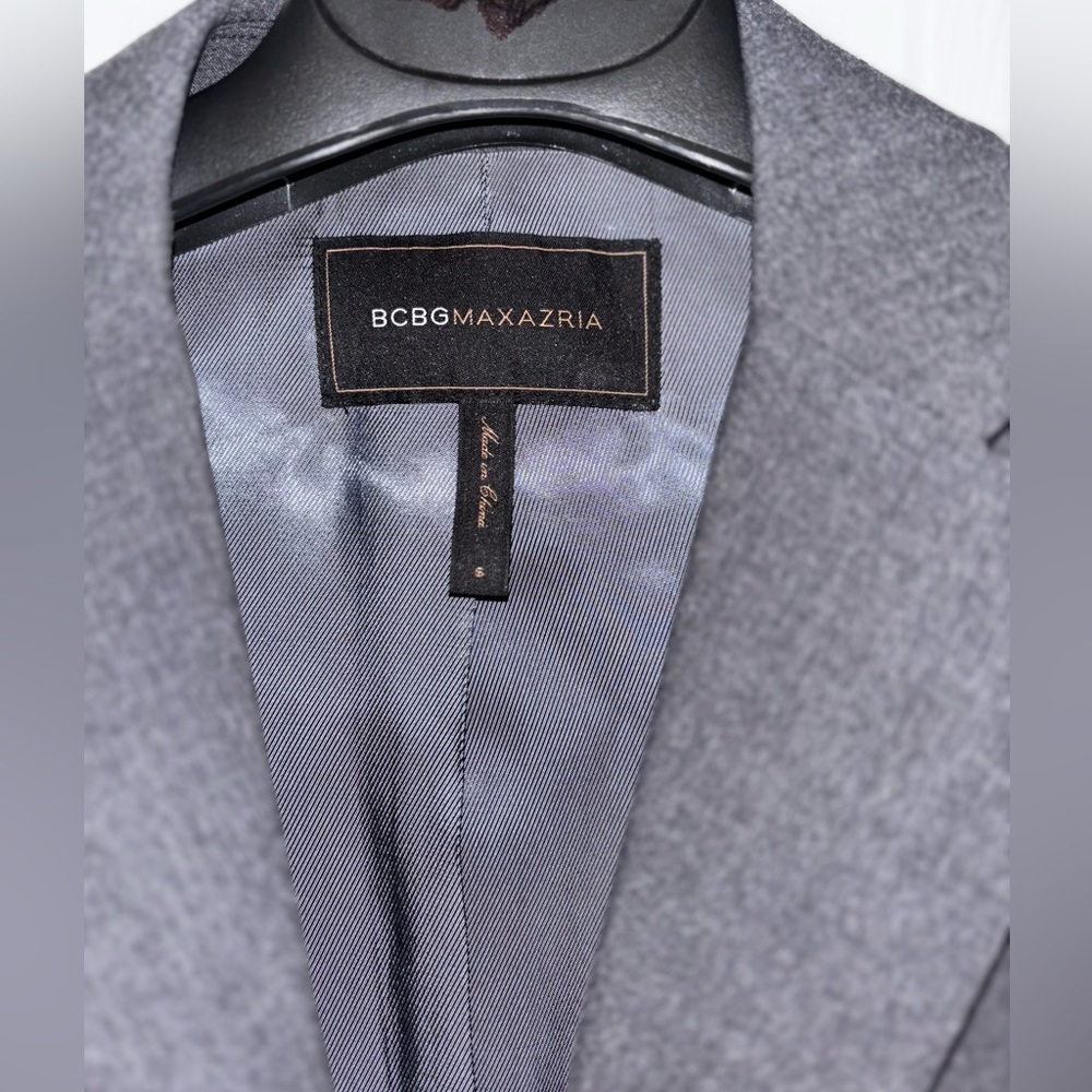 BCBGMAXAZRIA  Blazer Size S Kana Heather Jacket Satin Trim Gray​​​ - Picture 2 of 7